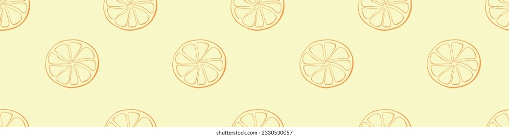 Vector seamless pattern of outline sliced circle of citrus fruit in doodle style. Slice of tangerine lemon orange lime grapefruit, isolated background and texture