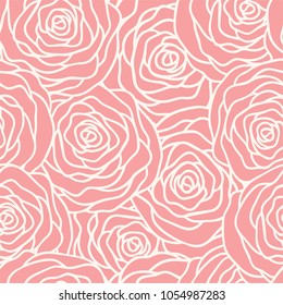 Vector seamless pattern with outline stylized roses. Beautiful floral background. Can be used for textile, book cover, packaging, wedding invitation.