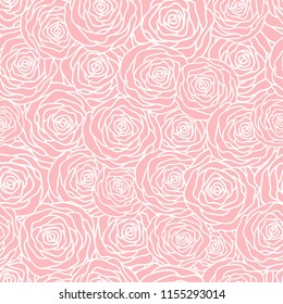 Vector seamless pattern with outline stylized roses. Beautiful floral background. Can be used for textile, book cover, packaging, wedding invitation.