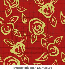 Vector seamless pattern with outline stylized roses. Beautiful floral background. Can be used for textile, book cover, packaging, wedding invitation