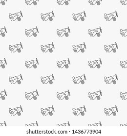 Vector seamless pattern with outline toy helicopter. Seamless pattern.