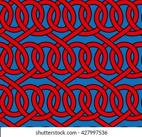 Vector seamless pattern of outlined ribbons