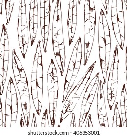 Vector Seamless pattern with outlines watercolor willow leaves. Isolated on white. Based on an original hand painted watercolors artwork.