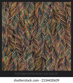 Vector Seamless pattern overlap of abstract color foliags art.