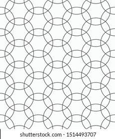 Vector seamless pattern of overlapping circles. Traditional japanese pattern. Stylish texture with circles. Geometric lattice. Monochrome background.