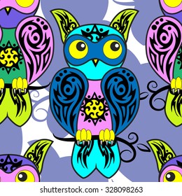 Vector seamless pattern with owl 2
