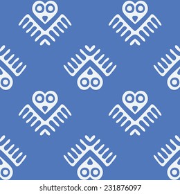 vector seamless pattern with owl, birds, background