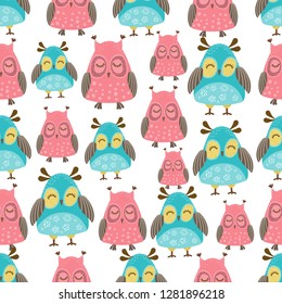 vector seamless pattern with owls