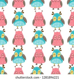 vector seamless pattern with owls
