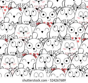 Vector seamless pattern with owls