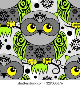 Vector seamless pattern with owls 3
