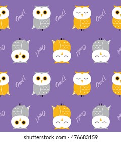 Vector seamless pattern with owls. Animals print for children.
Upside down design can use on fabric or wrapping paper.