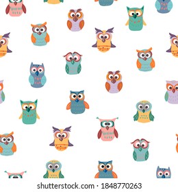 vector seamless pattern with owls and christmas motives. festive patterns for decorating children's clothing and rooms. Patterns for textiles and packaging Scandinavian style