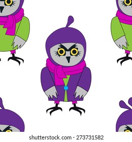 Vector Seamless pattern with owls-15