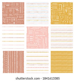 Vector seamless pattern pack Set of childish suface backgrounds Trendy customized colours Childhood hipster theme, scandinavian style geometric abstract pattern pack For printing on paper and fabric.
