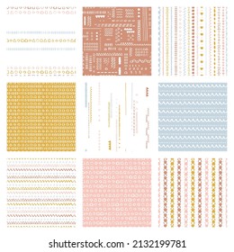 Vector seamless pattern pack Set of childish surface backgrounds Trendy customized colors Childhood hipster theme, scandinavian style geometric abstract pattern pack For printing on paper and fabric
