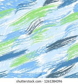 Vector Seamless Pattern with Paint brush stripes in pastel colors. Texture with Grunge Elements dry border. Hand drawing painting background . Backdrop, background, fabric, Wallpaper. Vector.