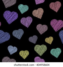 Vector seamless pattern with paint hearts