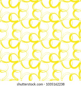 Vector seamless pattern with painted flowers. Modern stylish texture.White and yellow