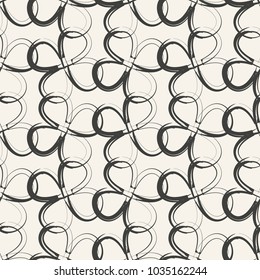 Vector seamless pattern with painted flowers. Modern stylish texture.White and black