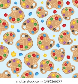 vector seamless pattern with a palette for paints