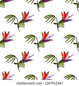 Vector seamless pattern with palm leaves. Simple and light pattern for the fabric, postcards, invitations, background.