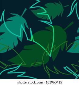 vector seamless pattern with palm leaves