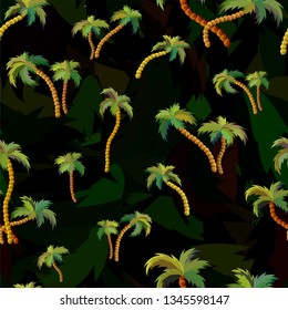 Vector seamless pattern with palm trees. Tropical design for clothing and interior in Hawaiian style