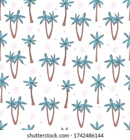 Vector seamless pattern with palm trees