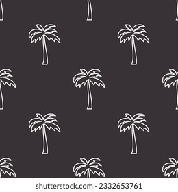 Vector Seamless Pattern with Palm Trees, Palm Tree Design Template, Print. Palm Silhouettes. Tropical, Vacation, Beach, Summer Concept. Vector Illustration. Front View