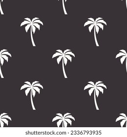 Vector Seamless Pattern with Palm Trees, Palm Tree Design Template, Print. Palm Silhouettes. Tropical, Vacation, Beach, Summer Concept. Vector Illustration. Front View