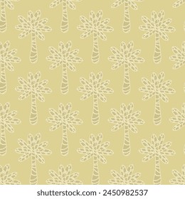 Vector seamless pattern with palm.Tropical jungle cartoon leaf.Pastel plant background.Cute natural pattern for fabric, childrens clothing,textiles,wrapping paper.