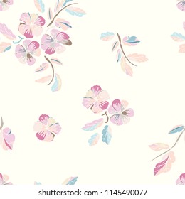 Vector seamless pattern of pancy flowers. Floral background for textile, shawl design, book and diary covers, wallpapers, print, gift packaging and scrapbook, graphic art, printing