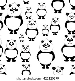 Vector seamless pattern Panda bear