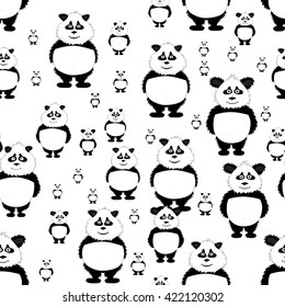 Vector seamless pattern Panda bear