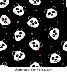 Vector seamless pattern with panda emotion.