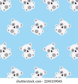 Vector seamless pattern with panda sitting