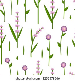 Vector seamless pattern with paper cut pink  flowers on white background. Repeating background with for greeting card, stationery, wrapping paper