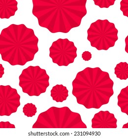Vector seamless pattern paper fans, pompoms, paper torch, turntables