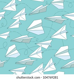 Vector seamless pattern with paper planes. Creative texture design