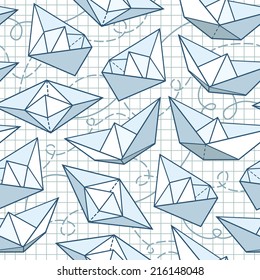 Vector seamless pattern with paper ships