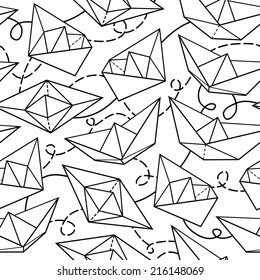 Vector seamless pattern with paper ships