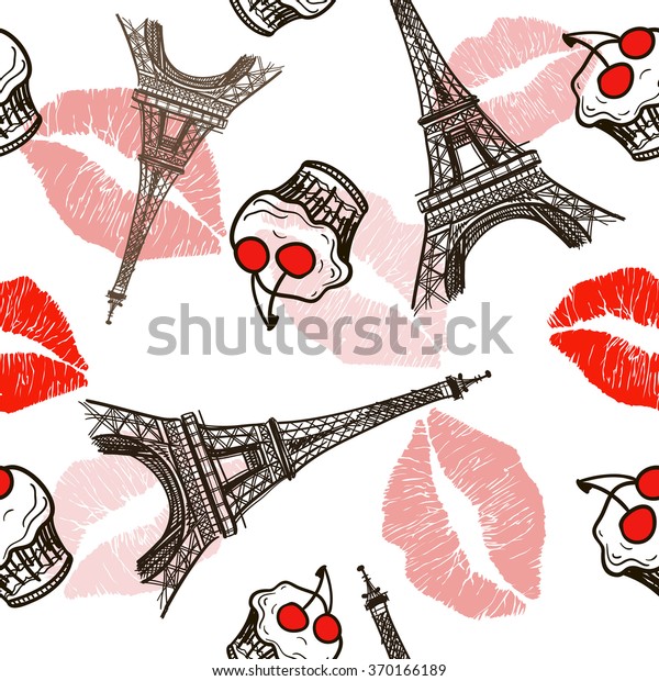 Vector seamless pattern of Paris symbols.
Fashion Vector
Illustration.