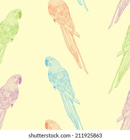 Vector seamless pattern with parrots