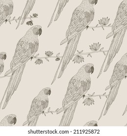 Vector seamless pattern with parrots