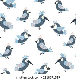 Vector seamless pattern with parrots. Cute stylized birds. blank for printing on fabrics and paper for children