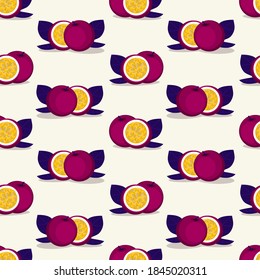 Vector seamless pattern with passion fruit. 