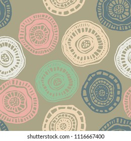 Vector seamless pattern with pastel aborigine flowers for fabric, textile, ceramic, craft, wrapping