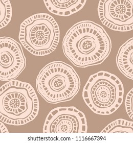 Vector seamless pattern with pastel beige flowers for fabric, textile, ceramic, craft, wrapping