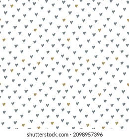 Vector seamless pattern with pastel colors hearts on white background. Romantic print. Happy Valentines Day illustration.